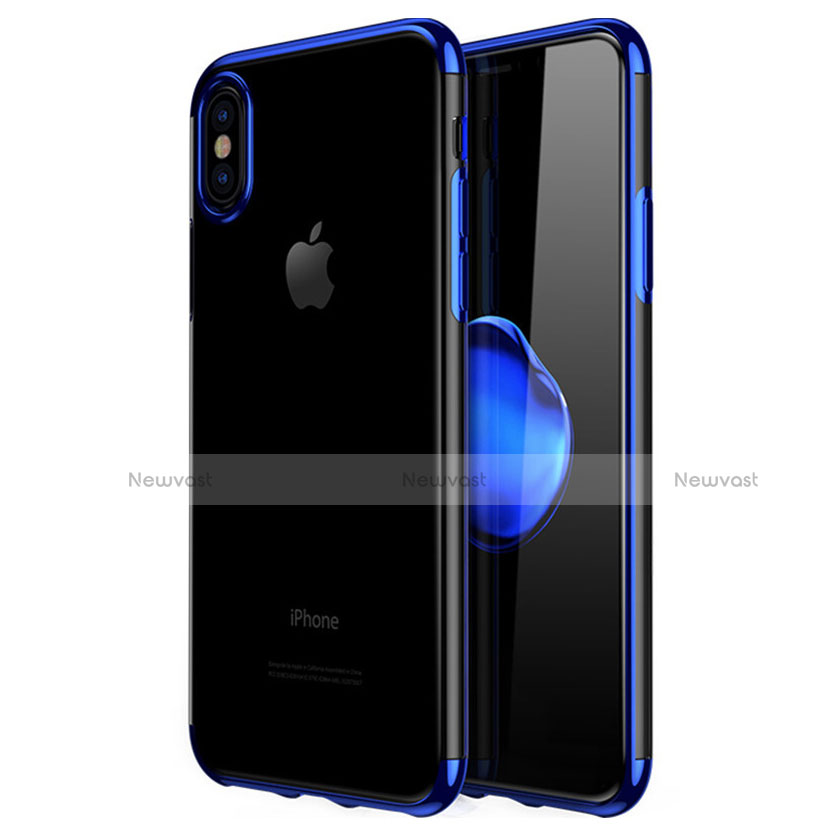 Silicone Transparent Matte Finish Frame Case for Apple iPhone Xs Max Blue