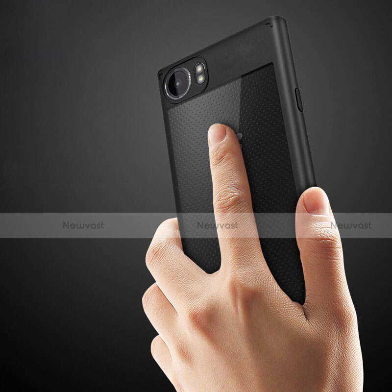 Silicone Transparent Matte Finish Frame Case for Blackberry KEYone Black