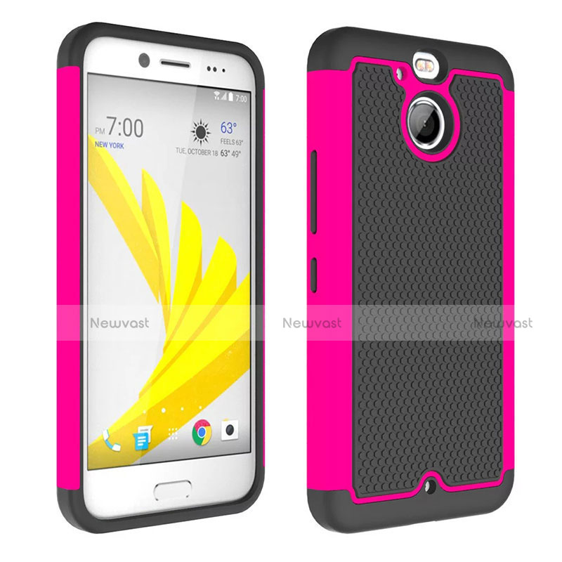 Silicone Transparent Matte Finish Frame Case for HTC Bolt Hot Pink