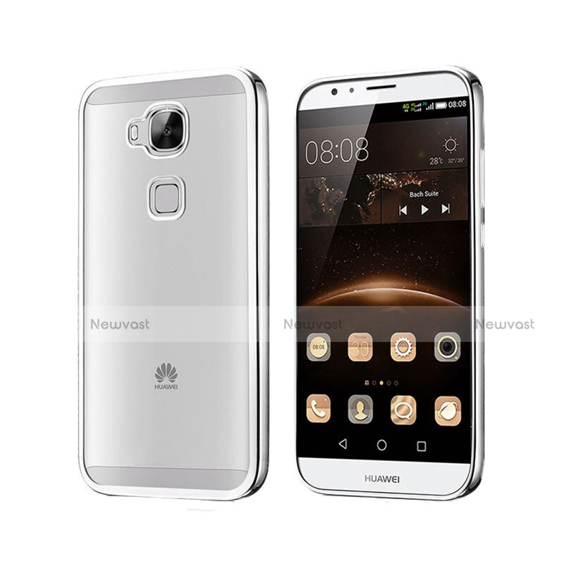 Silicone Transparent Matte Finish Frame Case for Huawei G7 Plus Silver