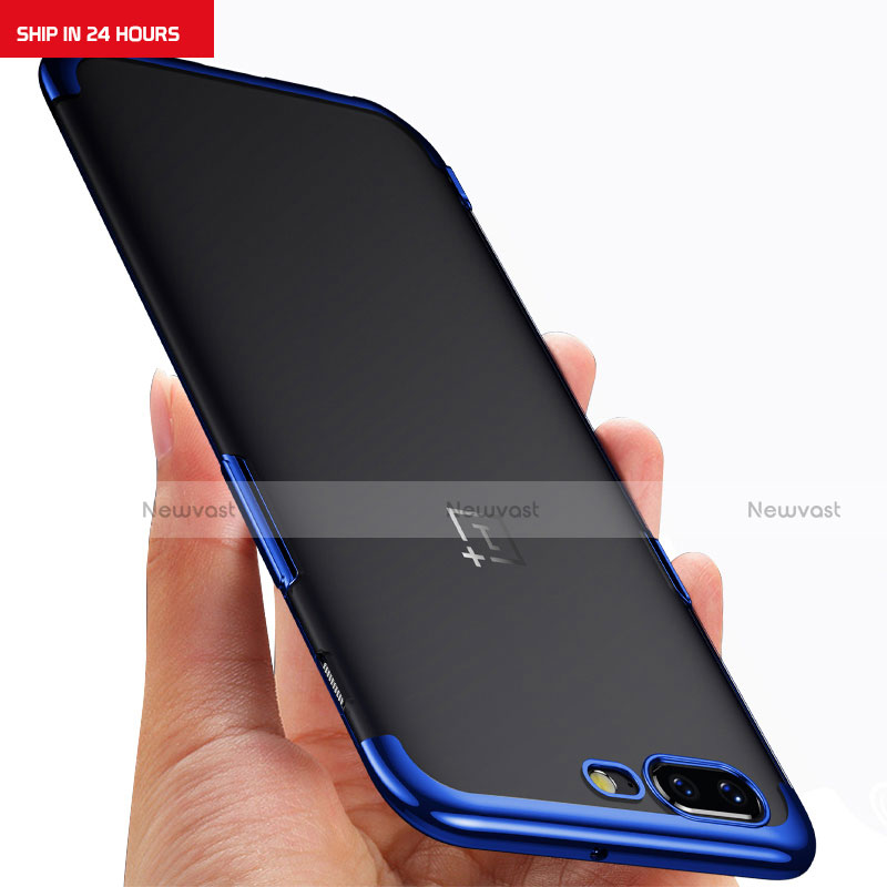 Silicone Transparent Matte Finish Frame Case for OnePlus 5 Blue