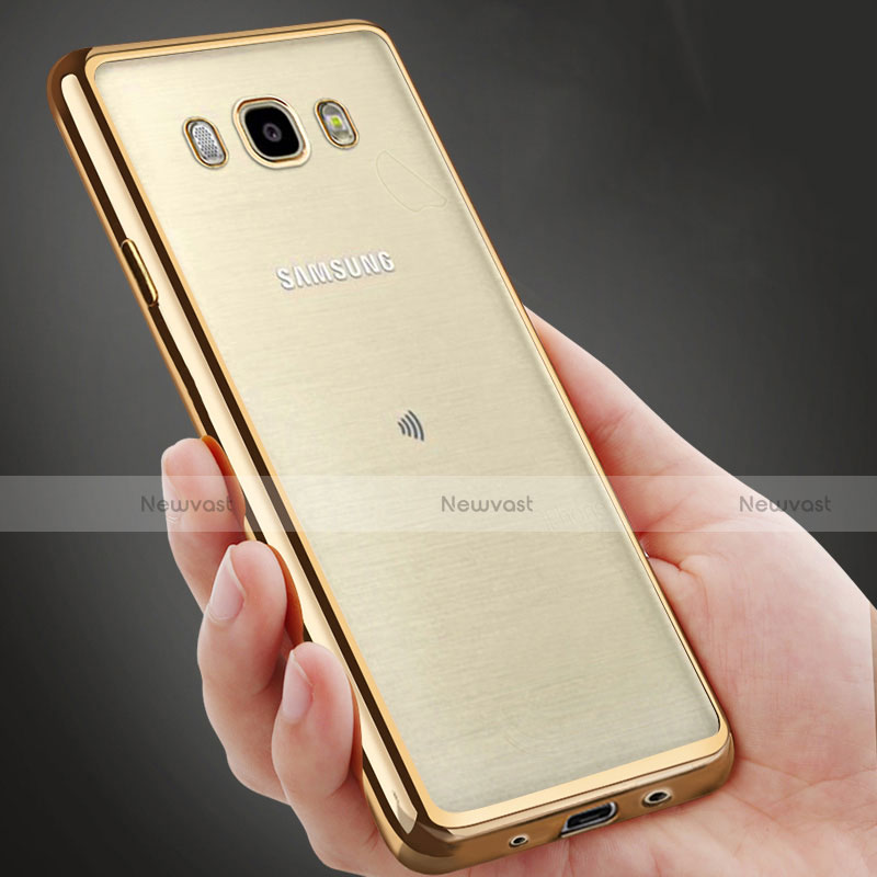 Silicone Transparent Matte Finish Frame Case for Samsung Galaxy J5 Duos (2016) Gold