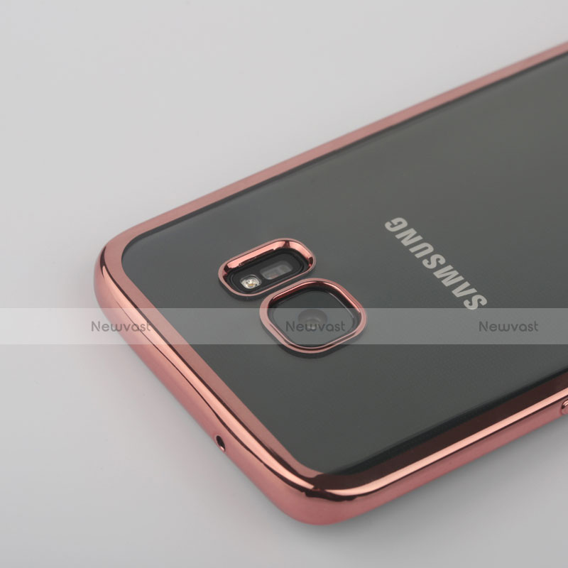 Silicone Transparent Matte Finish Frame Case for Samsung Galaxy S7 Edge G935F Rose Gold