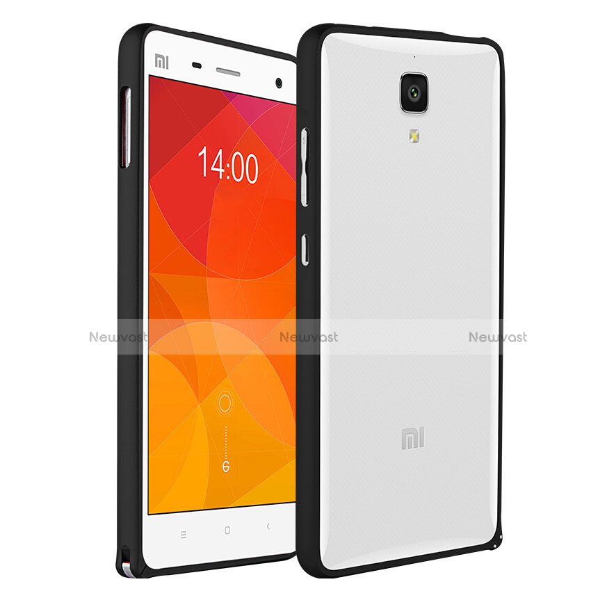 Silicone Transparent Matte Finish Frame Case for Xiaomi Mi 4 LTE Black