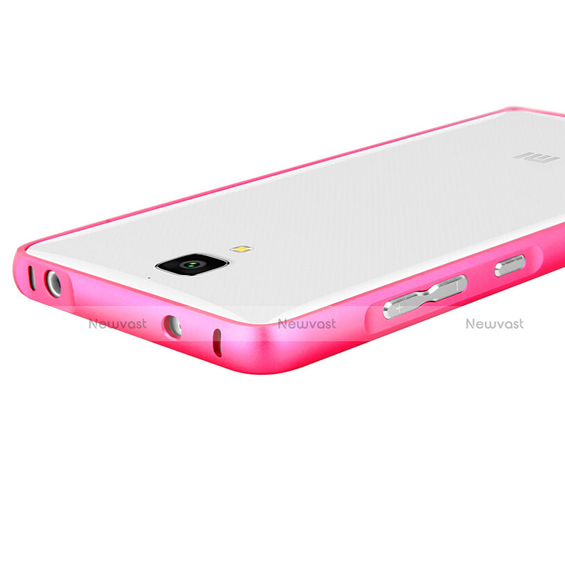 Silicone Transparent Matte Finish Frame Case for Xiaomi Mi 4 LTE Pink