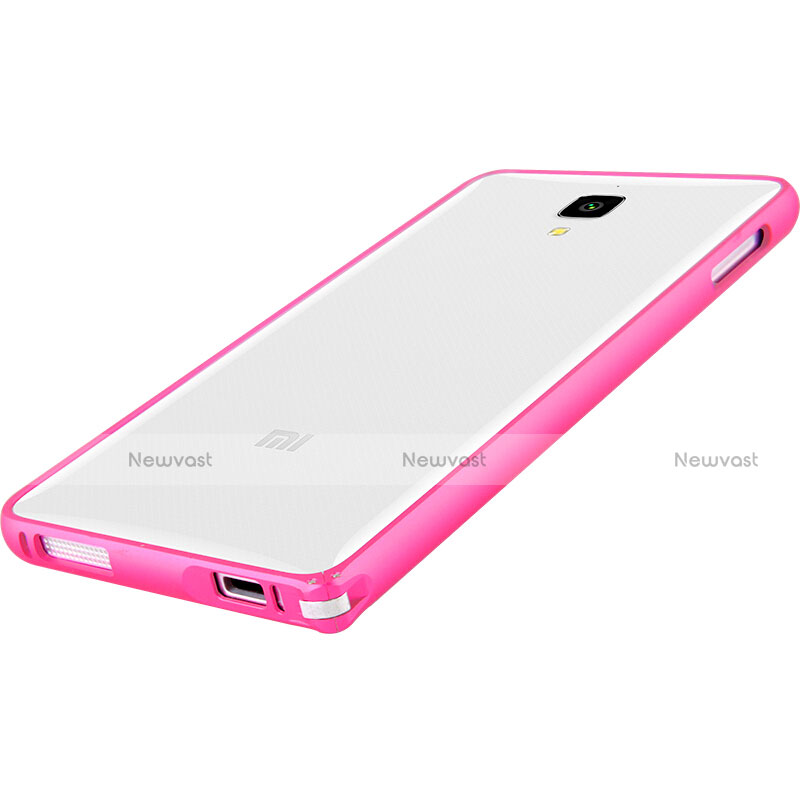 Silicone Transparent Matte Finish Frame Case for Xiaomi Mi 4 LTE Pink