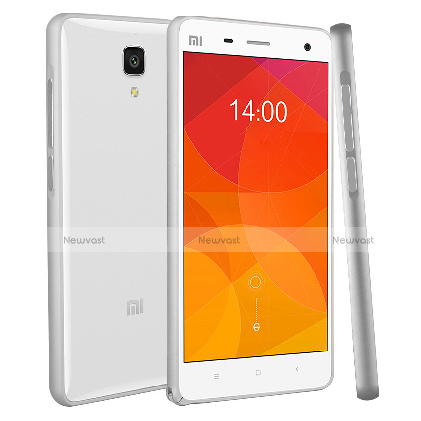 Silicone Transparent Matte Finish Frame Case for Xiaomi Mi 4 LTE Silver