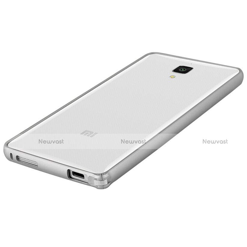 Silicone Transparent Matte Finish Frame Case for Xiaomi Mi 4 LTE Silver