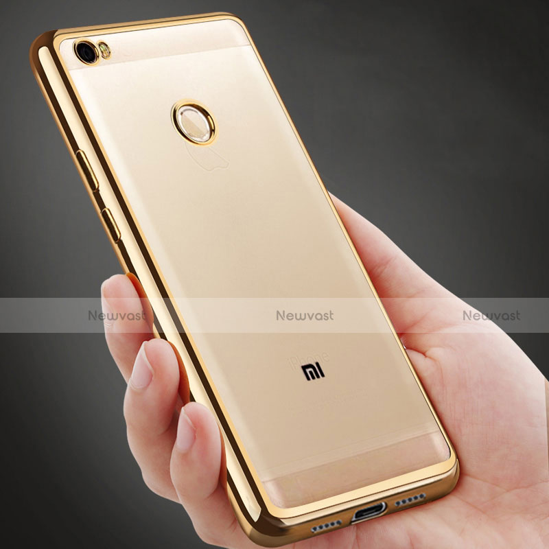 Silicone Transparent Matte Finish Frame Case for Xiaomi Mi Max Gold