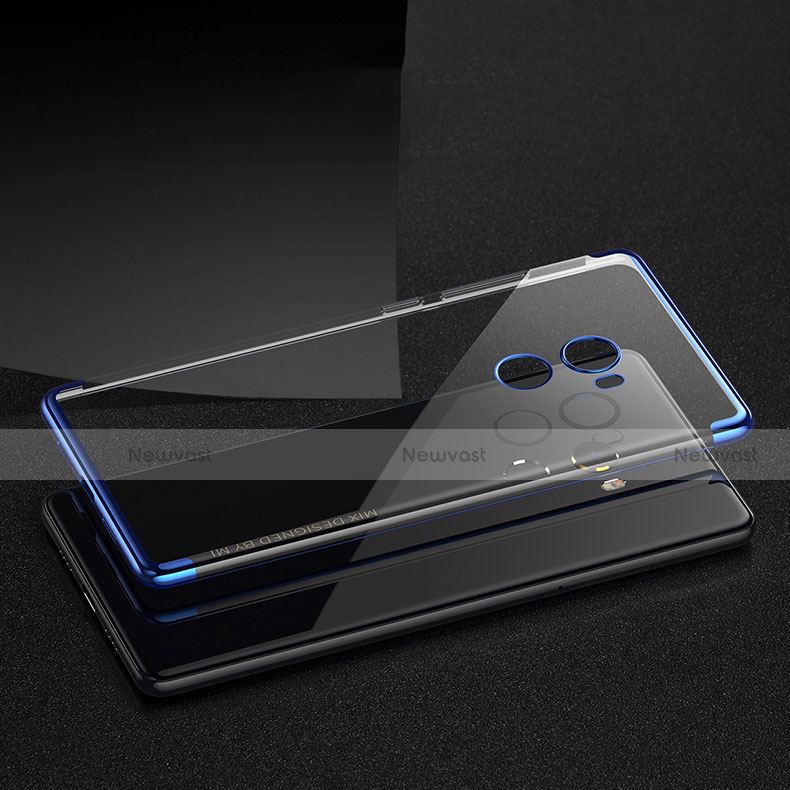 Silicone Transparent Matte Finish Frame Case for Xiaomi Mi Mix 2 Blue