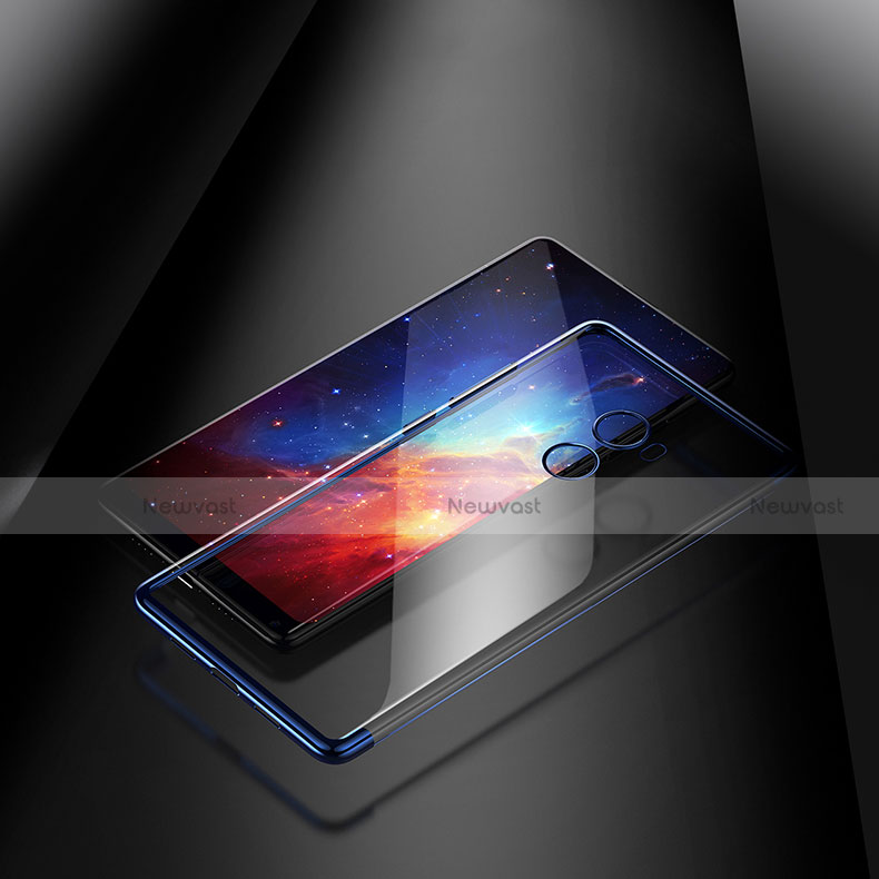 Silicone Transparent Matte Finish Frame Case for Xiaomi Mi Mix 2 Blue