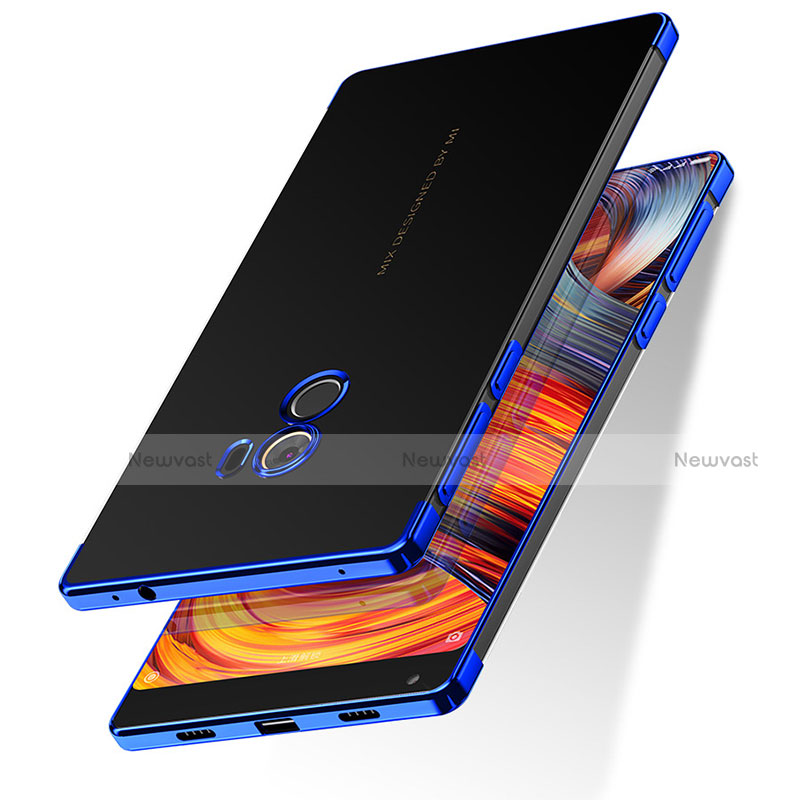 Silicone Transparent Matte Finish Frame Case for Xiaomi Mi Mix Blue