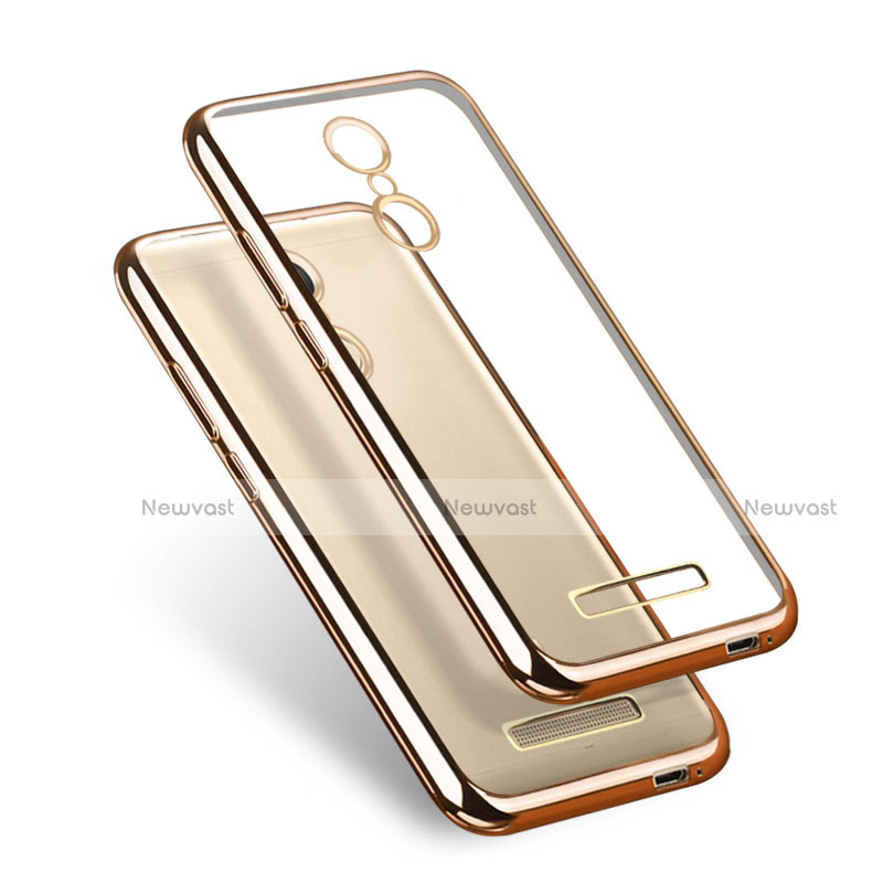 Silicone Transparent Matte Finish Frame Case for Xiaomi Redmi Note 3 MediaTek Gold