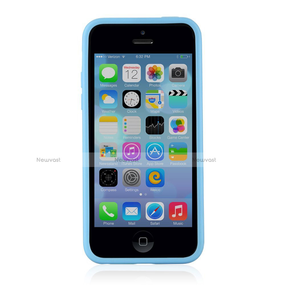 Silicone Transparent Matte Finish Frame Case T01 for Apple iPhone 5C Sky Blue