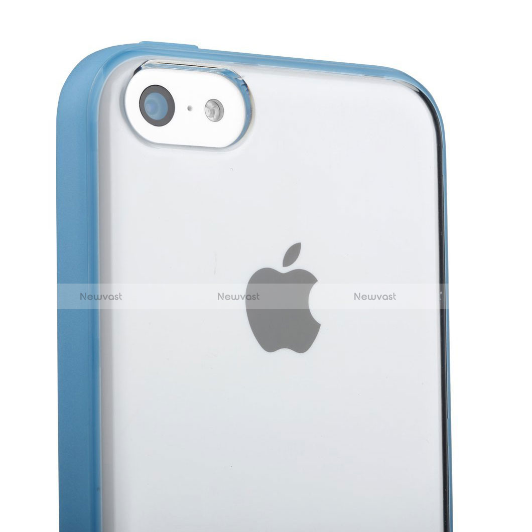 Silicone Transparent Matte Finish Frame Case T01 for Apple iPhone 5C Sky Blue