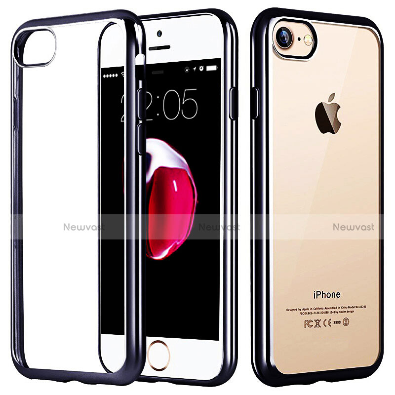 Silicone Transparent Matte Finish Frame Cover for Apple iPhone 7 Black