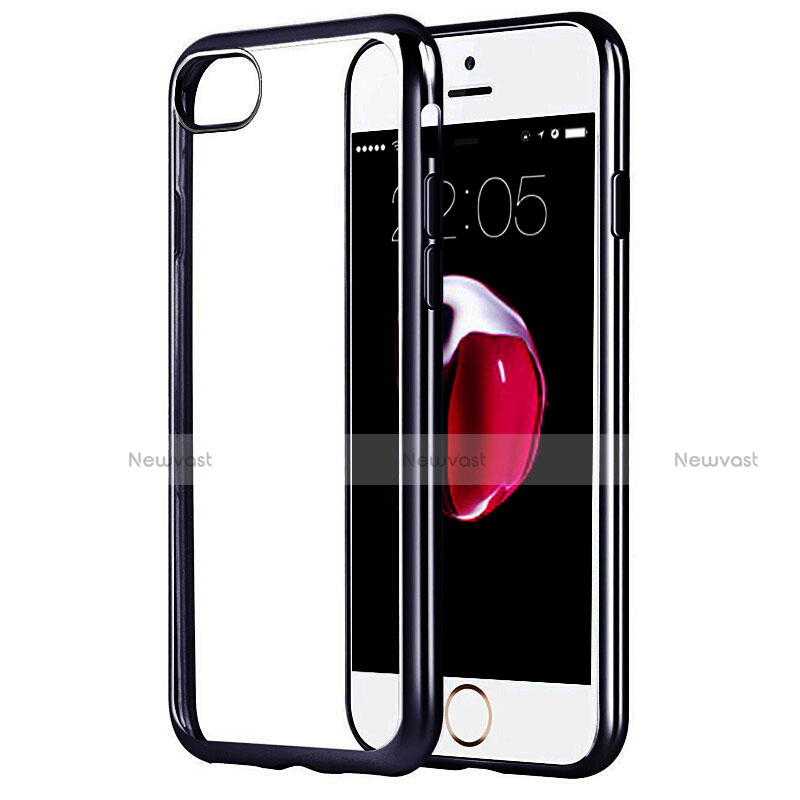 Silicone Transparent Matte Finish Frame Cover for Apple iPhone 7 Black
