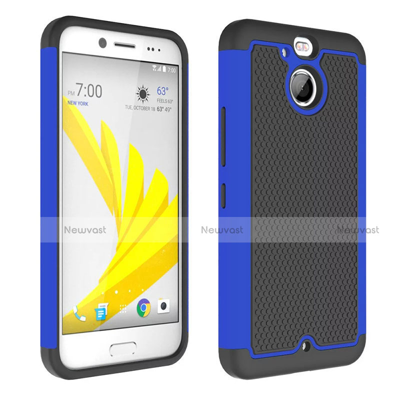 Silicone Transparent Matte Finish Frame Cover for HTC Bolt Blue