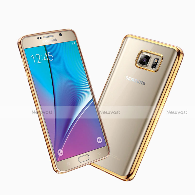 Silicone Transparent Matte Finish Frame Cover for Samsung Galaxy Note 5 N9200 N920 N920F Gold