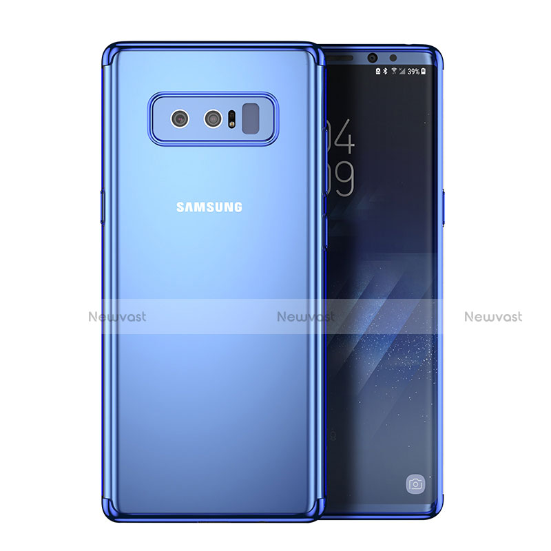 Silicone Transparent Matte Finish Frame Cover for Samsung Galaxy Note 8 Blue