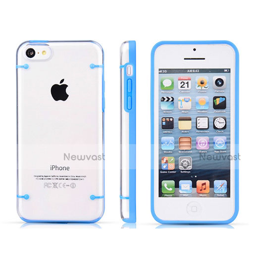 Silicone Transparent Matte Finish Frame Cover T01 for Apple iPhone 5C Blue