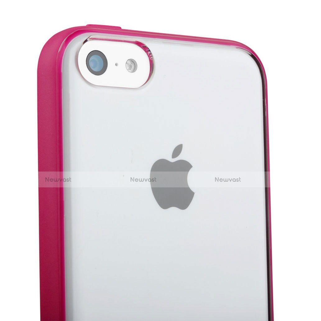Silicone Transparent Matte Finish Gel Frame Cover T01 for Apple iPhone 5C Hot Pink