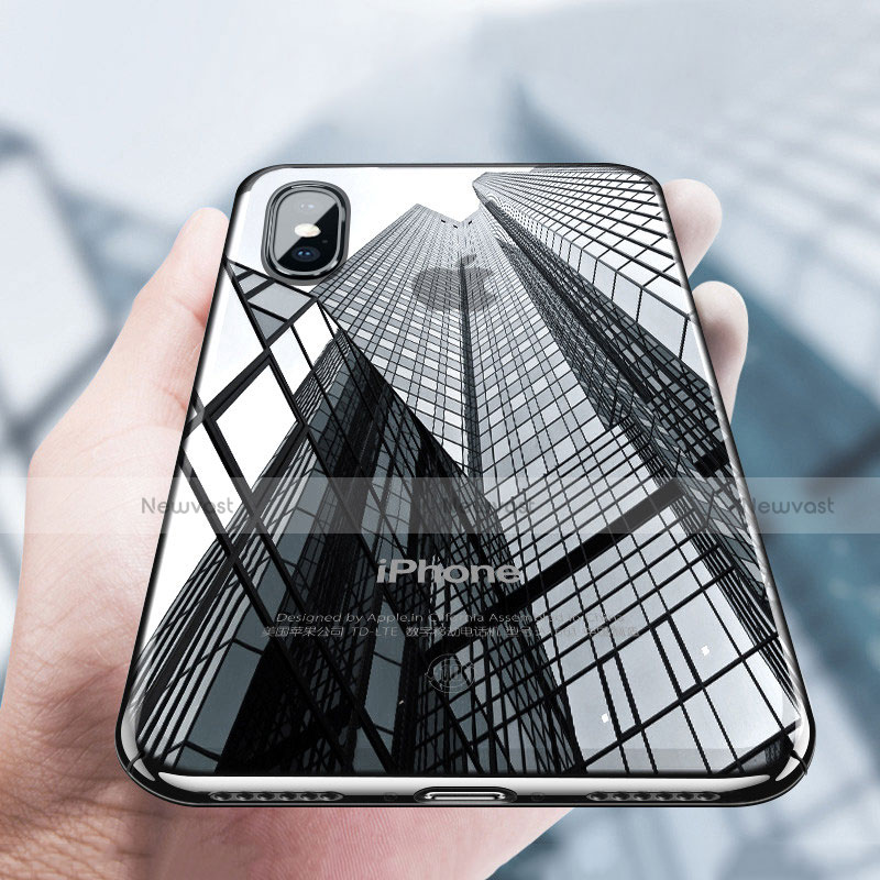 Silicone Transparent Mirror Frame Case 360 Degrees C02 for Apple iPhone Xs Black