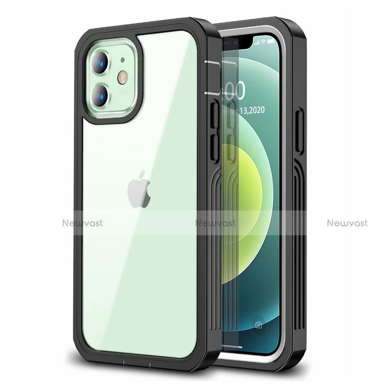 Silicone Transparent Mirror Frame Case 360 Degrees for Apple iPhone 12 Black