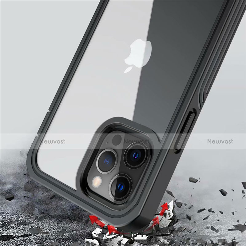 Silicone Transparent Mirror Frame Case 360 Degrees for Apple iPhone 12 Pro Black