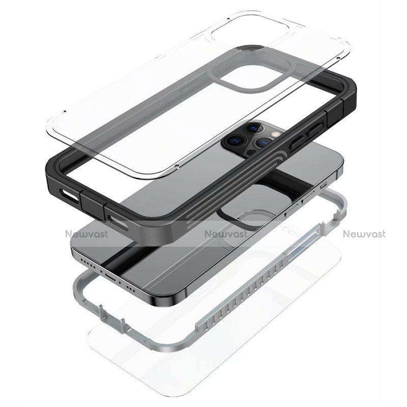 Silicone Transparent Mirror Frame Case 360 Degrees for Apple iPhone 12 Pro Black