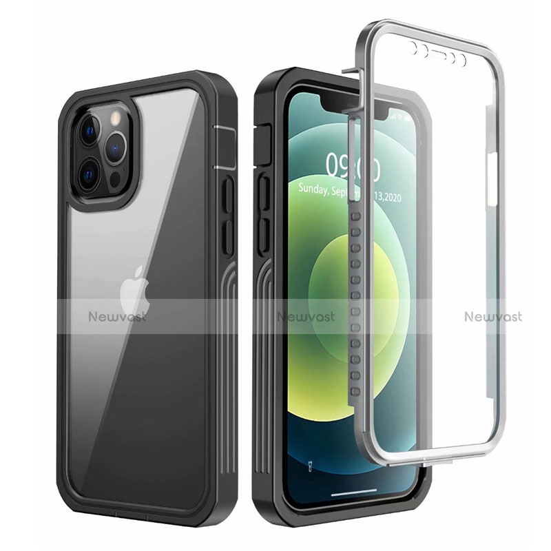 Silicone Transparent Mirror Frame Case 360 Degrees for Apple iPhone 12 Pro Max Black