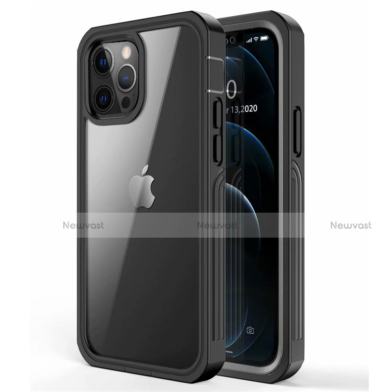 Silicone Transparent Mirror Frame Case 360 Degrees for Apple iPhone 12 Pro Max Black