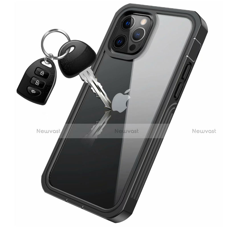 Silicone Transparent Mirror Frame Case 360 Degrees for Apple iPhone 12 Pro Max Black