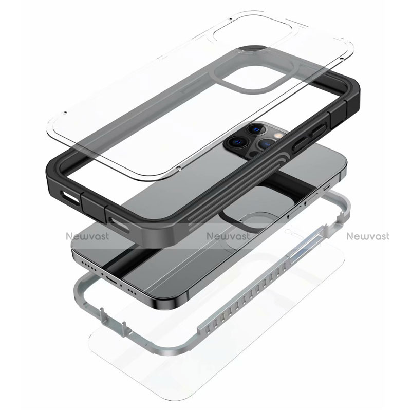 Silicone Transparent Mirror Frame Case 360 Degrees for Apple iPhone 12 Pro Max Black