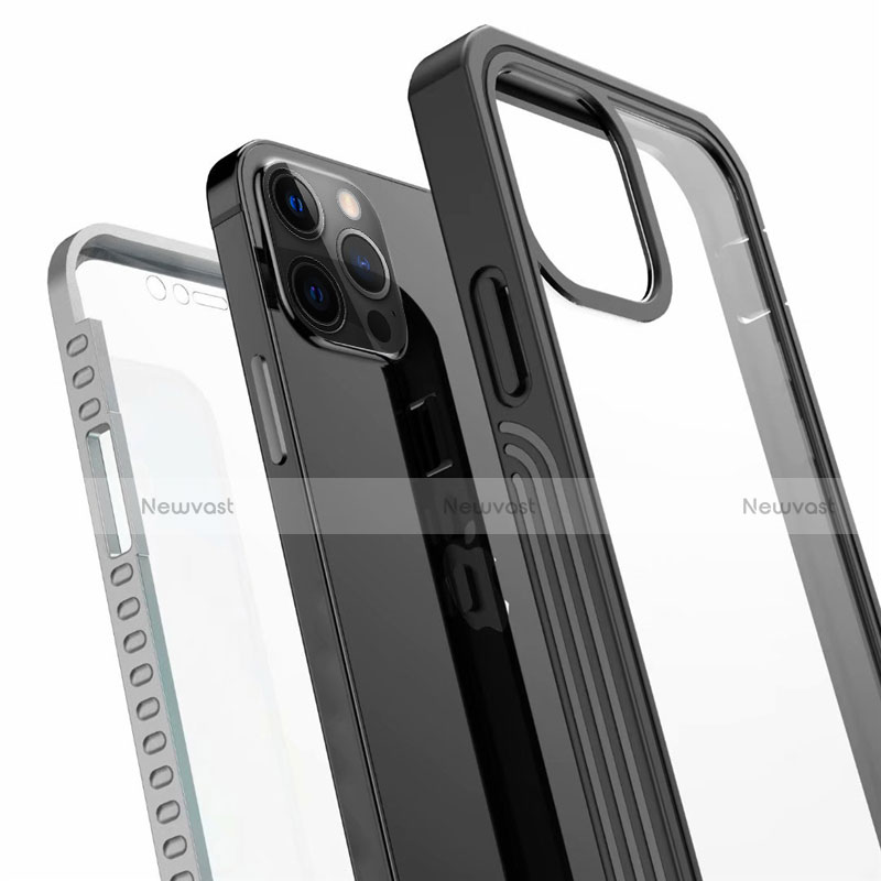 Silicone Transparent Mirror Frame Case 360 Degrees for Apple iPhone 12 Pro Max Black