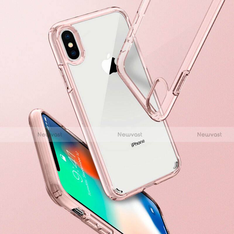 Silicone Transparent Mirror Frame Case 360 Degrees for Apple iPhone Xs Max Pink