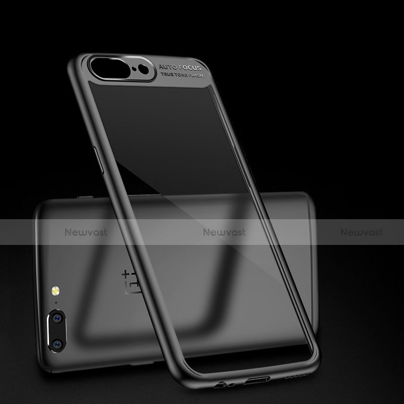 Silicone Transparent Mirror Frame Case 360 Degrees for OnePlus 5 Black