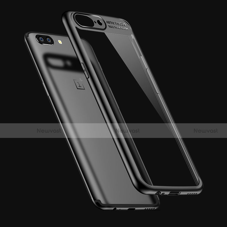 Silicone Transparent Mirror Frame Case 360 Degrees for OnePlus 5 Black