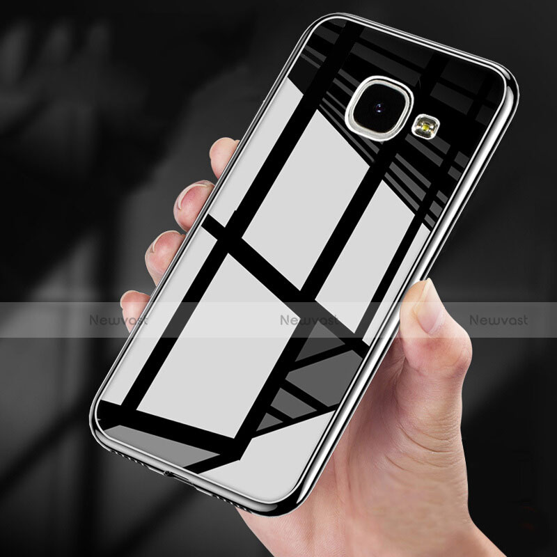 Silicone Transparent Mirror Frame Case 360 Degrees for Samsung Galaxy A9 Pro (2016) SM-A9100 Black