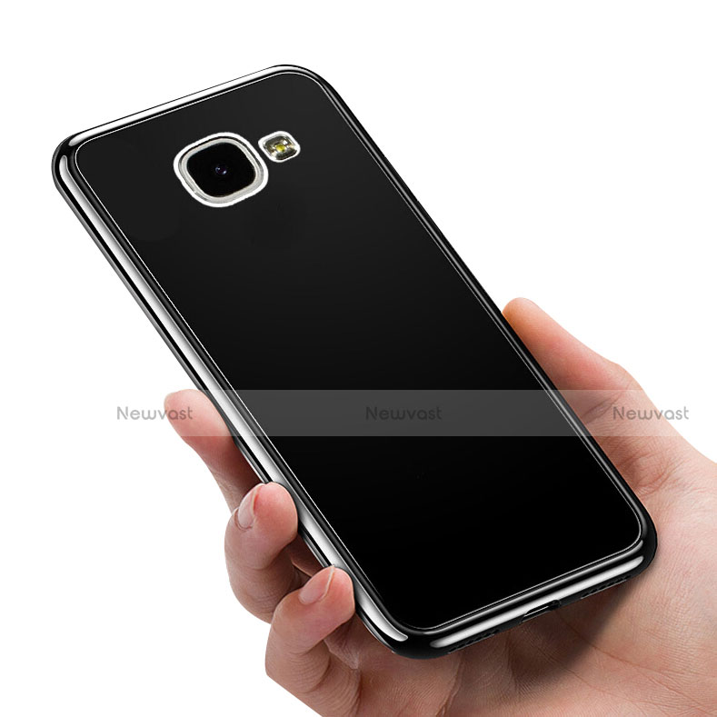 Silicone Transparent Mirror Frame Case 360 Degrees for Samsung Galaxy A9 Pro (2016) SM-A9100 Black