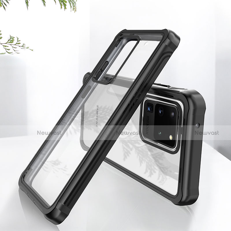 Silicone Transparent Mirror Frame Case 360 Degrees for Samsung Galaxy S20 Ultra 5G Black