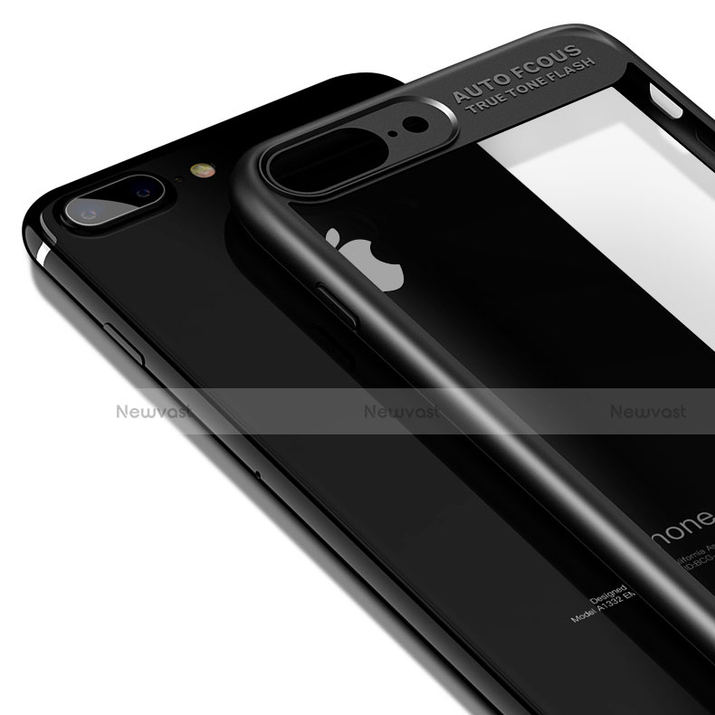 Silicone Transparent Mirror Frame Case 360 Degrees T02 for Apple iPhone 7 Plus Black