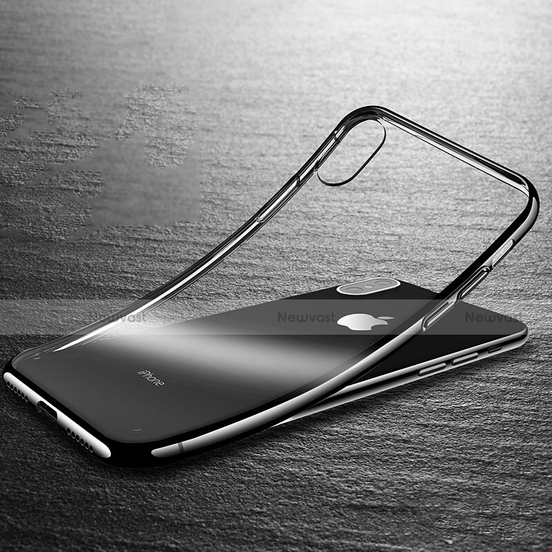Silicone Transparent Mirror Frame Case 360 Degrees T02 for Apple iPhone Xs Black