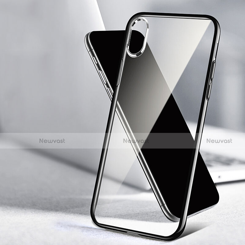 Silicone Transparent Mirror Frame Case 360 Degrees T02 for Apple iPhone Xs Max Black