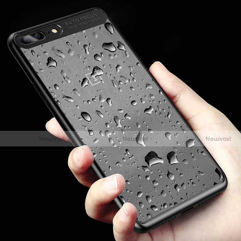 Silicone Transparent Mirror Frame Case 360 Degrees T02 for OnePlus 5 Black
