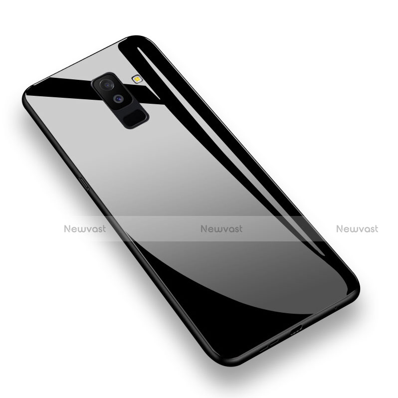 Silicone Transparent Mirror Frame Case 360 Degrees T02 for Samsung Galaxy A6 Plus (2018) Black