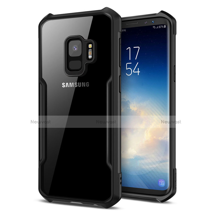 Silicone Transparent Mirror Frame Case 360 Degrees T02 for Samsung Galaxy S9 Black