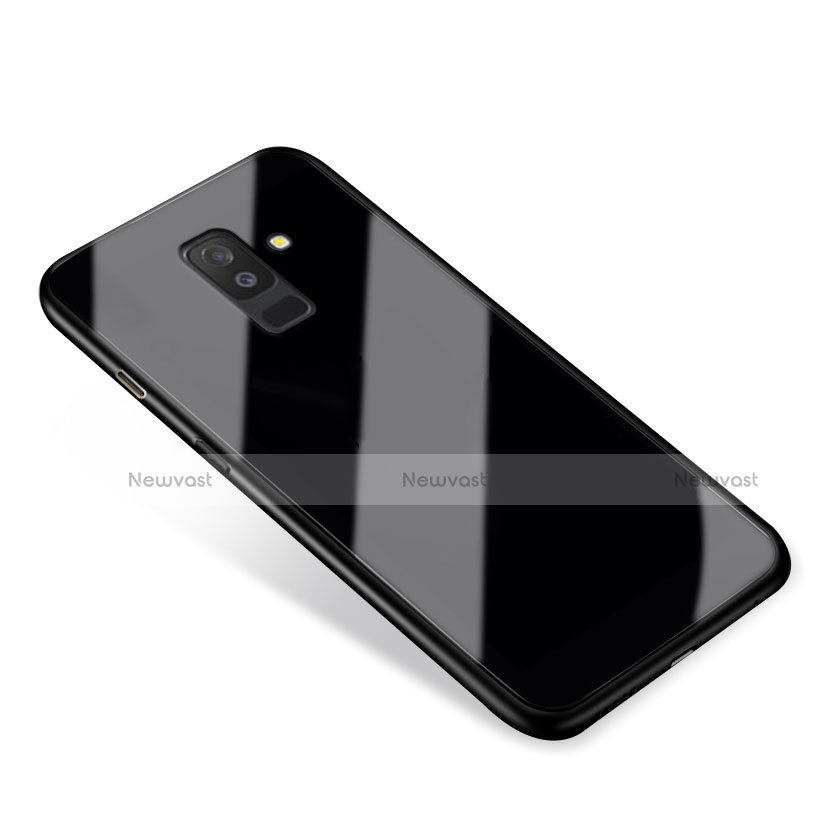 Silicone Transparent Mirror Frame Case 360 Degrees T03 for Samsung Galaxy A6 Plus Black