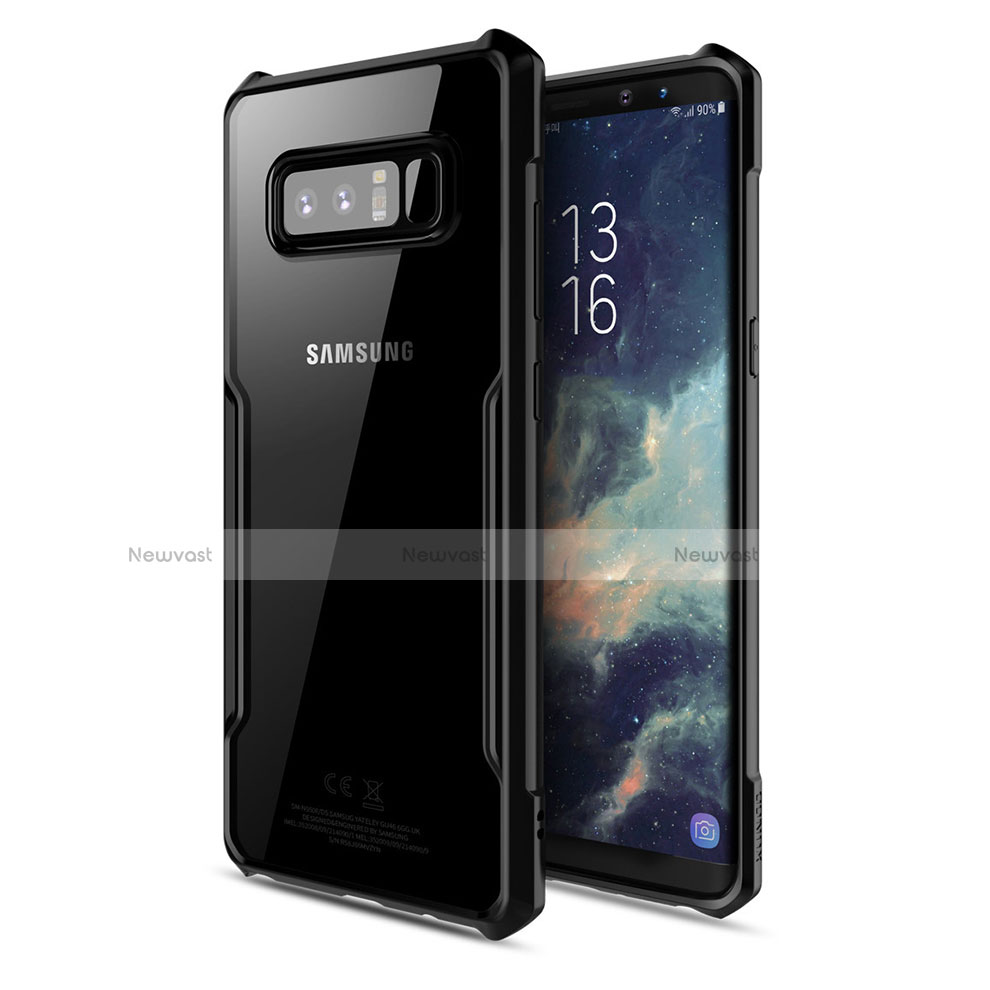 Silicone Transparent Mirror Frame Case 360 Degrees T03 for Samsung Galaxy Note 8 Black