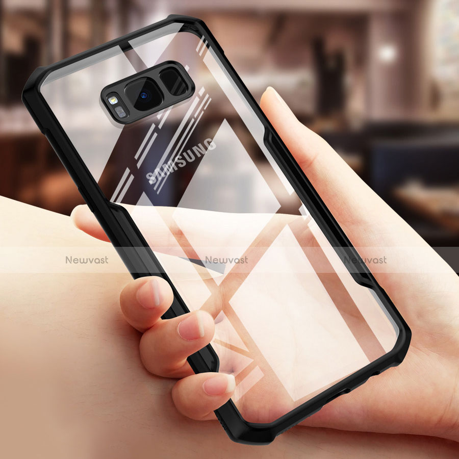 Silicone Transparent Mirror Frame Case 360 Degrees T03 for Samsung Galaxy S8 Plus Black